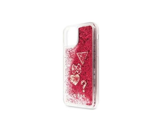 Guess Apple  iPhone 11 Pro Glitter Hearts Cover Rapsberry