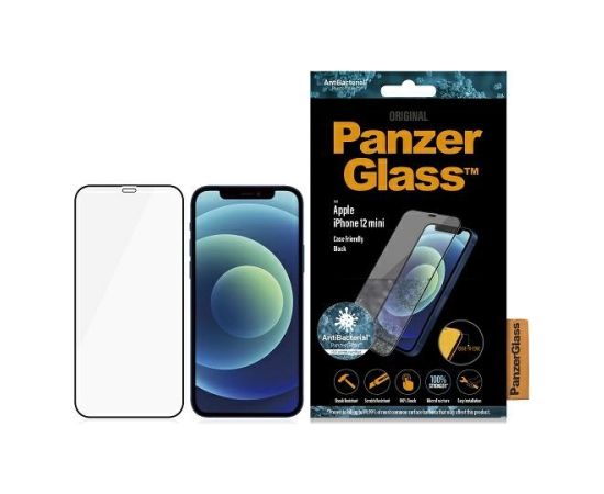 PanzerGlass E2E Super+ iPhone 12 Mini Case Friendly AntiBacterial MicroFracture czarny|black