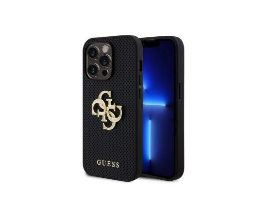 Guess -  Guess PU Perforated 4G Glitter Metal Logo Case for iPhone 14 Pro Black