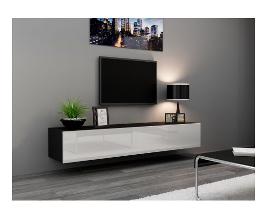 Cama Meble Cama TV Stand VIGO '180' 30/180/40 black/white gloss