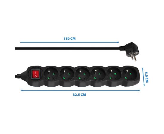 Esperanza ELK217K Power strip 6GN/1,5M Black