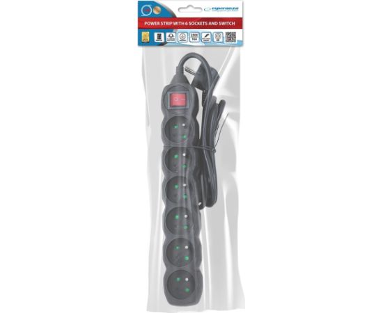 Esperanza ELK217K Power strip 6GN/1,5M Black