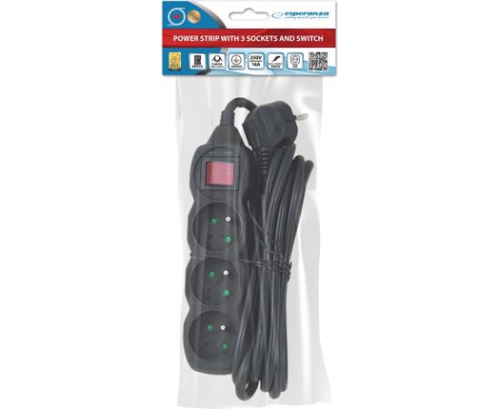 Esperanza ELK211K Power strip 3GN/3M Black