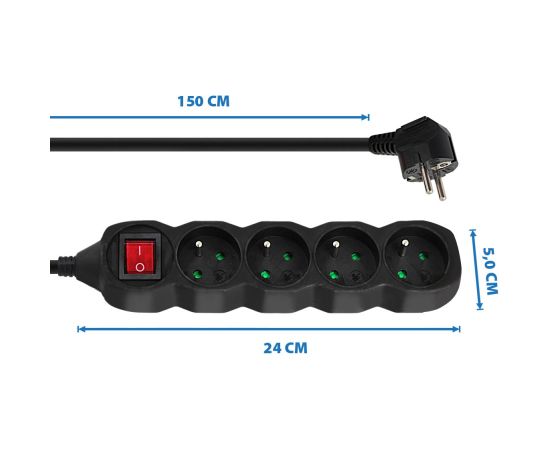 Esperanza ELK212K Power strip 4GN/1,5M Black