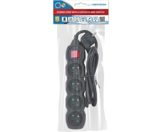 Esperanza ELK212K Power strip 4GN/1,5M Black