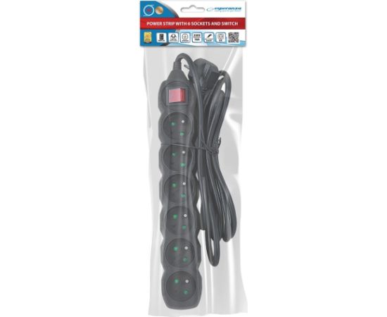 Esperanza ELK218K Power strip 6GN/3M Black