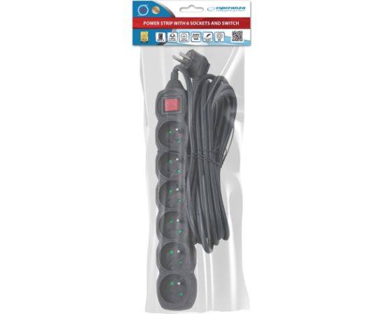 Esperanza ELK219K Power strip 6GN/5M Black