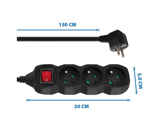 Esperanza ELK210K Power strip 3GN/1,5M Black