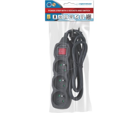 Esperanza ELK210K Power strip 3GN/1,5M Black