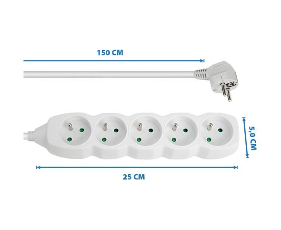 Esperanza ELK207W Power strip 5GN/1.5M White