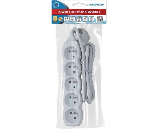 Esperanza ELK207W Power strip 5GN/1.5M White