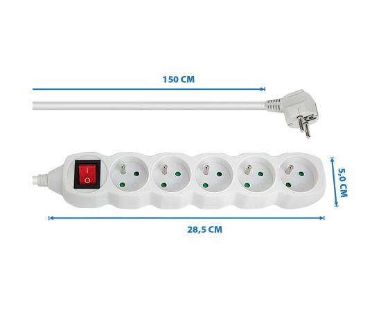 Esperanza ELK214W Power strip 5GN/1.5M White