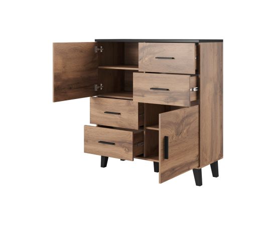 Cama Meble Cama sideboard LOTTA 110 2D4S wotan oak/mat black