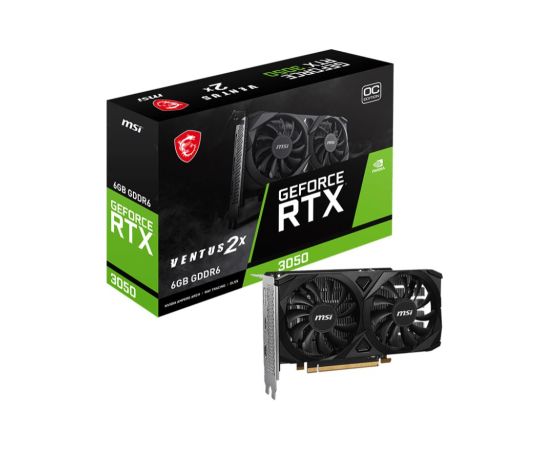 Graphics Card MSI NVIDIA GeForce RTX 3050 6 GB GDDR6 96 bit PCIE 4.0 16x Dual Slot Fansink 2xHDMI 1xDisplayPort RTX3050VEN2XE6GOC