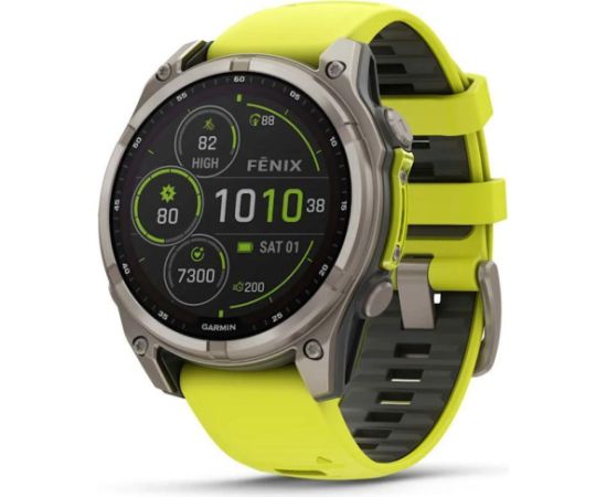 GARMIN Fenix 8 51mm Solar Sapphire Titanium with Amp Yellow/Graphite Silicone Band