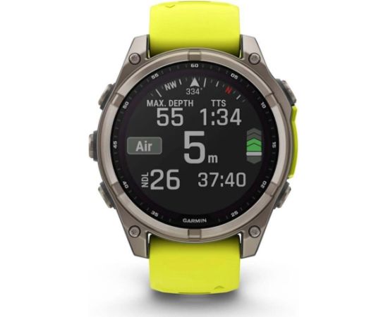 GARMIN Fenix 8 51mm Solar Sapphire Titanium with Amp Yellow/Graphite Silicone Band