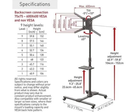 Barkan SW411H 13"-83" TV, pakreipiamas, su lentyna