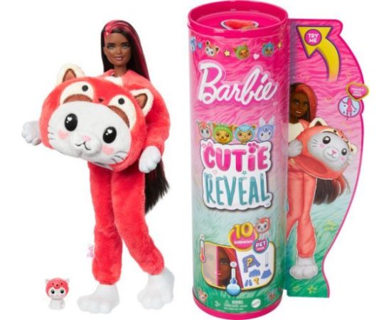 Lalka Barbie Mattel Cutie Reveal Kotek-Panda Czerwona Seria Kostiumy Zwierzaczki (HRK23)