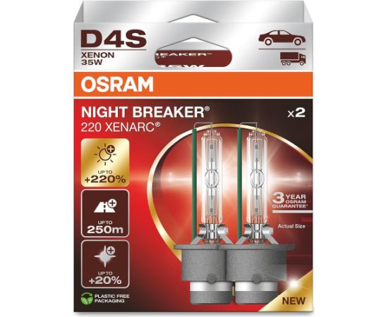 Osram D4S AUTOLAMPAS 35W 12V XENARC NIGHT BREAKER 220 KOMPLEKTS