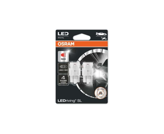 Osram W21/5W AUTOLAMPAS 21W 12V 7515DRP LED 2xKOMPLEKTS SARKANAS