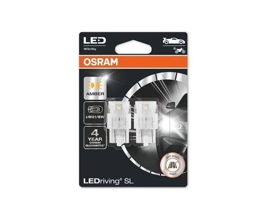 Osram W21/5W AUTOLAMPAS 21W 12V 7515DYP LED 2xKOMPLEKTS DZELTENAS