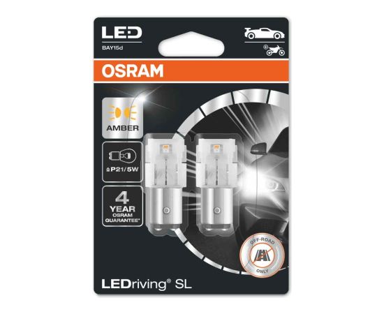 Osram P21/5W-LED AUTOLAMPAS 12V 7528DYP Amber 1,9W 2gab.