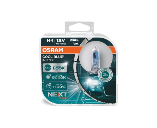 2X OSRAM H4 COOL BLUE INTENSE NEXT GENERATION, HALOGEN, 64193CBN-HCB, 12V, DUO BOX