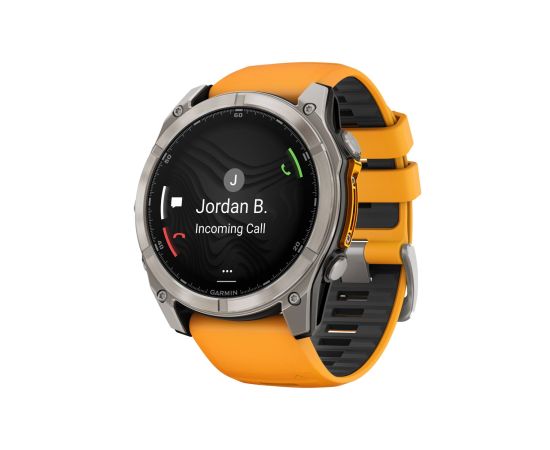 Garmin fēnix® 8 – 51 mm, AMOLED Sapphire, Titanium with Spark orange/graphite silicone band