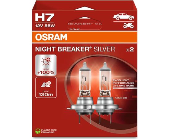 Osram H7 AUTOLAMPAS 55W 12V 64210 NB SILVER 2gab