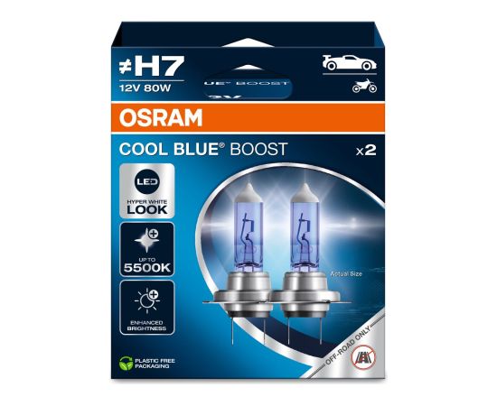 Osram H7 AUTOLAMPAS 80W 12V 62210 COOL BLU BOOST 2gab