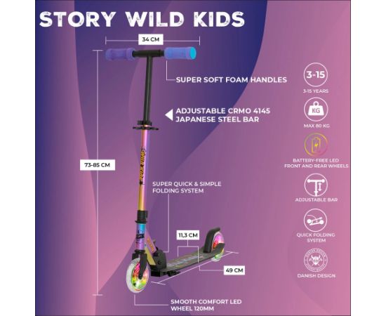 Skrejritenis Story Wild kids 2 (73–85 cm) Neo Led