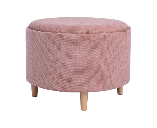 Ottoman/ table HIRO D56xH42,5cm, pink, with storage and tray