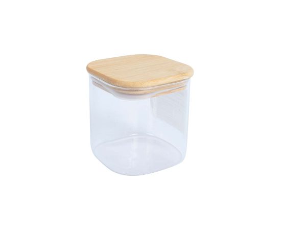 Storage jar JAR 10x10xH10cm 800ml with bamboo lid, glass