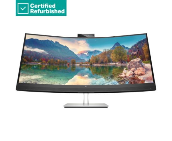 RENEW SILVER HP E34m G4 Curved Conferencing Monitor - 34" 3440x1440 WQHD 400-nit 75Hz AG, Curved, VA, USB-C(65W)/HDMI/DisplayPort, 4x USB-A, speakers, 5MP webcam, RJ-45 LAN, height adjustable/tilt/swivel, 1 years / 40Z26AAR#ABB