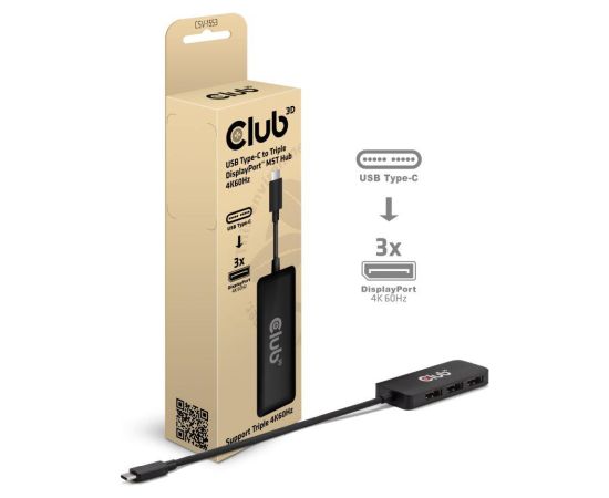 I/O HUB USB-C 3PORT DP/CSV-1553 CLUB3D