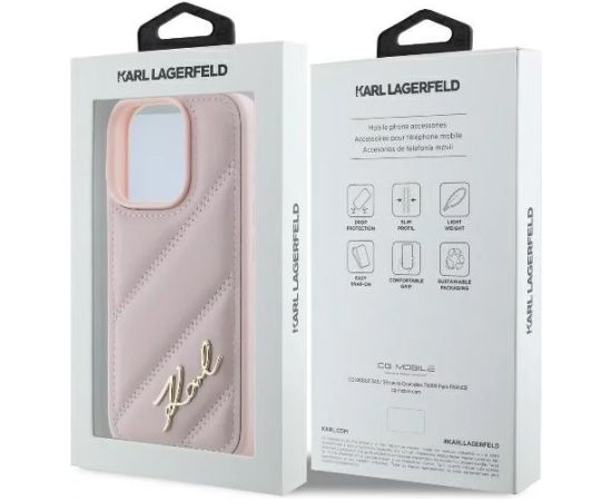 Karl Lagerfeld Quilted Signature Aizsargapvalks Priekš Apple iPhone 16 Pro Max