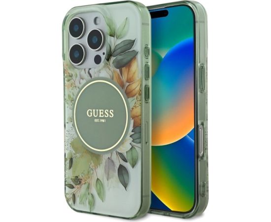 Guess IML Flower & Tonal Circle MagSafe Aizsargapvalks Priekš Apple iPhone 16 Pro