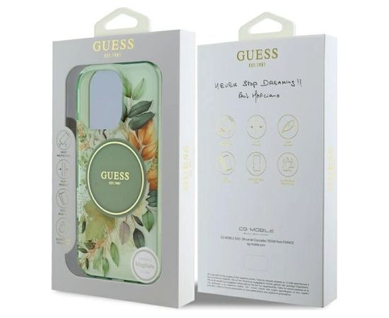 Guess IML Flower & Tonal Circle MagSafe Aizsargapvalks Priekš Apple iPhone 16 Pro