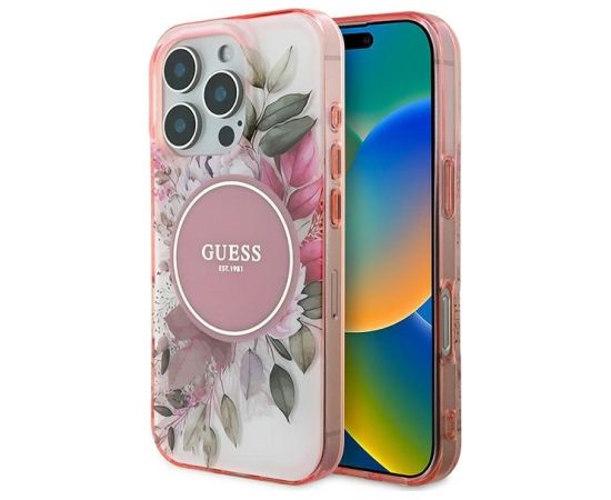 Guess IML Flower & Tonal Circle MagSafe Aizsargapvalks Priekš Apple iPhone 16 Pro