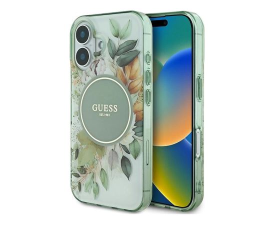 Guess IML Flower & Tonal Circle MagSafe Aizsargapvalks Priekš Apple iPhone 16 Plus