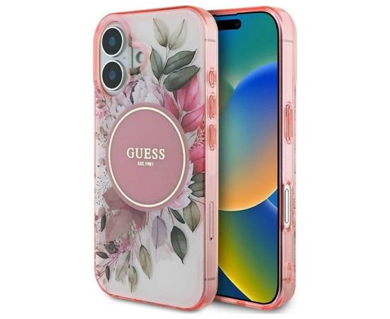 Guess IML Flower & Tonal Circle MagSafe Aizsargapvalks Priekš Apple iPhone 16 Plus