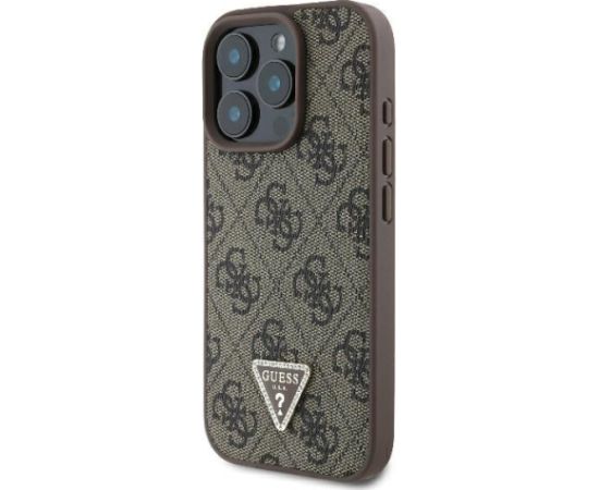 Guess Leather 4G Triangle Strass Aizsargapvalks Priekš Apple iPhone 16 Pro Max