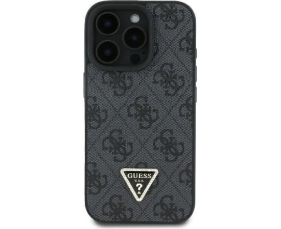 Guess Leather 4G Triangle Strass Aizsargapvalks Priekš Apple iPhone 16 Pro Max