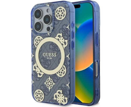 Guess IML Peony On 4G Background MagSafe Aizsargapvalks Priekš Apple iPhone 16 Pro