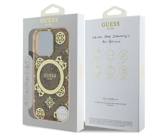 Guess IML Peony On 4G Background MagSafe Aizsargapvalks Priekš Apple iPhone 16 Pro