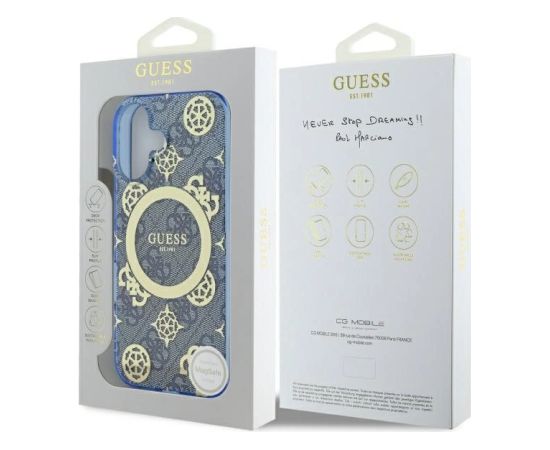 Guess IML Peony On 4G Background MagSafe Aizsargapvalks Priekš Apple iPhone 16