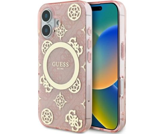 Guess IML Peony On 4G Background MagSafe Aizsargapvalks Priekš Apple iPhone 16