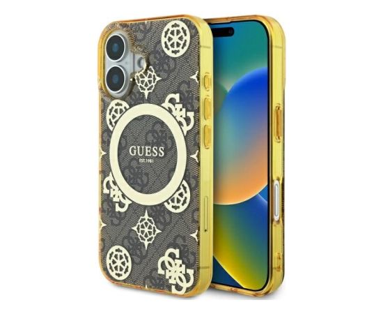 Guess IML Peony On 4G Background MagSafe Aizsargapvalks Priekš Apple iPhone 16