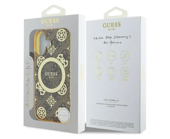 Guess IML Peony On 4G Background MagSafe Aizsargapvalks Priekš Apple iPhone 16