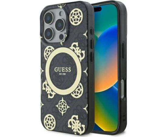 Guess IML Peony On 4G Background MagSafe Aizsargapvalks Priekš Apple iPhone 16 Pro